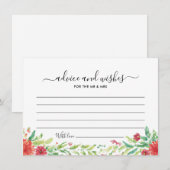 ウェディング ゲスト アドバイス ウィッシュ カード 空白 赤 花 招待状 (正面/裏面)