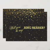 ウェディング ゴールド コンフェッティ リングベアー 招待状 (正面/裏面)