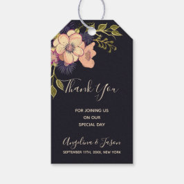 ウェディング サンクスユー フローラル ウィンター エレガント ウォーターカラー ギフトタグ