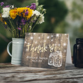 ウェディング サンクス カード ラスティック ウッド メイソンジャー ライト