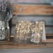 ウェディング サンクス カード ラスティック ウッド メイソンジャー ライト
