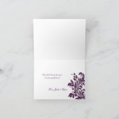 ウェディング サンクス カード 葉のスパークル パープル (内部)