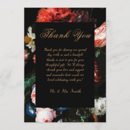 ウェディング サンクス カード 赤 黒 花柄