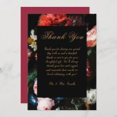 ウェディング サンクス カード 赤 黒 花柄 (正面/裏面)