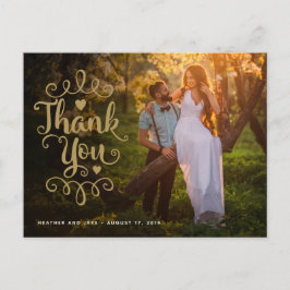 ウェディング サンクス | ゴールドスクリプト フォト ポストカード