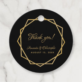 ウェディング サンクス ゴールド ブラック エレガント ジオメトリック フェイバータグ