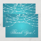ウェディング サンクス ノート きらきらライン ターコイズ (正面/裏面)