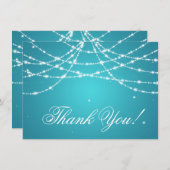 ウェディング サンクス ノート きらきら ストリング ターコイズ (正面/裏面)