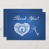ウェディング サンクス ノート 鍵に恋して 青 (正面/裏面)