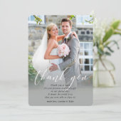 ウェディング サンクス フォト カリグラフィー エレガントオーバーレイ サンキューカード (スタンド正面)