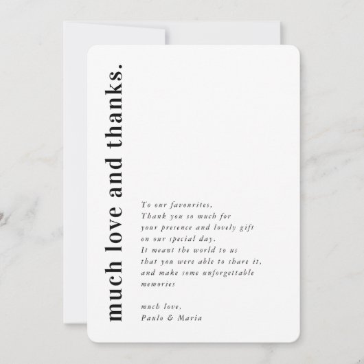 ウェディング サンクス フォト シンプル モダン サイド メッセージ 招待状 (正面)