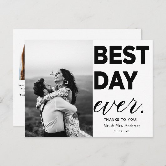 ウェディング サンクス フォト ベスト デイ エバー ポストカード (正面/裏面)
