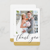 ウェディング サンクス フォト モダン カリグラフィー ゴールド サンキューカード (正面/裏面)