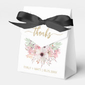 ウェディング サンクス ラスティック ピンク フローラル フェイバーボックス (正面サイド)