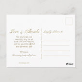 ウェディング サンクス 3 フォト コラージュ ブラッシュ ゴールド ポストカード (裏面)