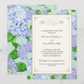 ウェディング シャワー 青い ハイドランジア レース 花 フォーマル 招待状 (正面/裏面)