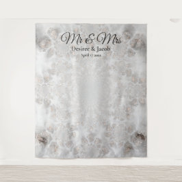 ウェディング シルバー ホワイト エレガント フォトブース バックドロップ タペストリー