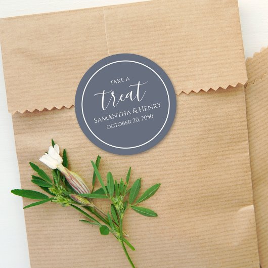 ウェディング シンプル カリグラフィー スクリプト トリート グレー ラウンドシール