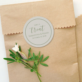 ウェディング シンプル セージ カリグラフィー スクリプト トリート ラウンドシール