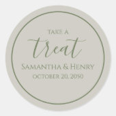 ウェディング シンプル セージ カリグラフィー スクリプト トリート ラウンドシール (正面)