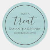 ウェディング シンプル ターコイズ カリグラフィー スクリプト トリート ラウンドシール (正面)