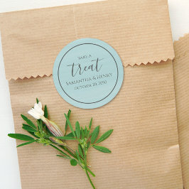 ウェディング シンプル ターコイズ カリグラフィー スクリプト トリート ラウンドシール