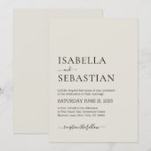 ウェディング シンプル モダン リネン アイボリー 招待状 (正面/裏面)