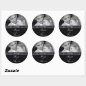 ウェディング ステッカー　お二人の写真 ネイビートリム ラウンドシール (シート)