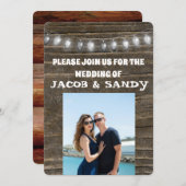 ウェディング ストリング ライト ラスティック フォト 招待状 (正面/裏面)