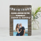 ウェディング ストリング ライト ラスティック フォト 招待状 (スタンド正面)