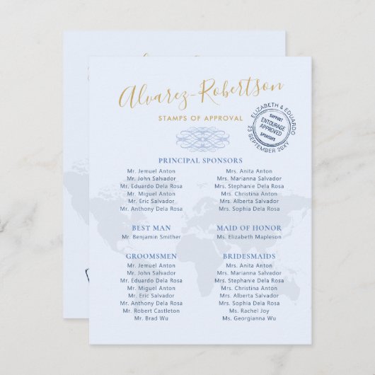 ウェディング スポンサー 伴侶 旅行 テーマ パスポート エンクロージャーカード (正面/裏面)