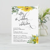 ウェディング・セレブレーションの後のヒマワリとユーカリ 招待状 (スタンド正面)