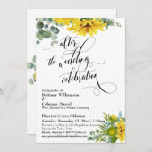 ウェディング・セレブレーションの後のヒマワリとユーカリ 招待状 (正面/裏面)