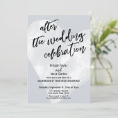ウェディング・セレブレーションの後 グレイに浮かぶ白いハート 招待状 (スタンド正面)