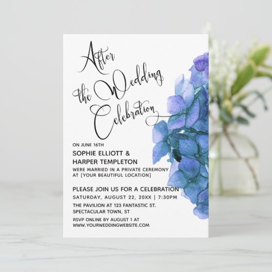 ウェディング・セレブレーション後の青いハイドランジア 招待状 (スタンド正面)