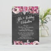 ウェディング・セレブレーション後の黒板の花飾り 招待状 (スタンド正面)