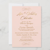 ウェディング セレブレーション アフター ブッシュ ゴールド スクリプト 招待状 (正面)