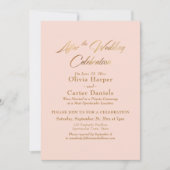 ウェディング セレブレーション アフター ブッシュ ゴールド スクリプト 招待状 (正面)