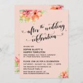 ウェディング・セレブレーション・スクリプト・ブラッシュ・フローラル 招待状 (正面/裏面)
