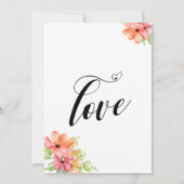 ウェディング セレブレーション ハート スクリプト フラワーズ 招待状 (裏面)