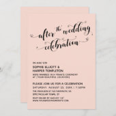 ウェディング・セレモニー後のお祝いのためのスクリプト・ハート・ブラッシュ 招待状 (正面/裏面)