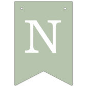 ウェディング セージグリーン シンプル 花嫁 & 花婿 名前 バンティングフラッグ (第3の旗)