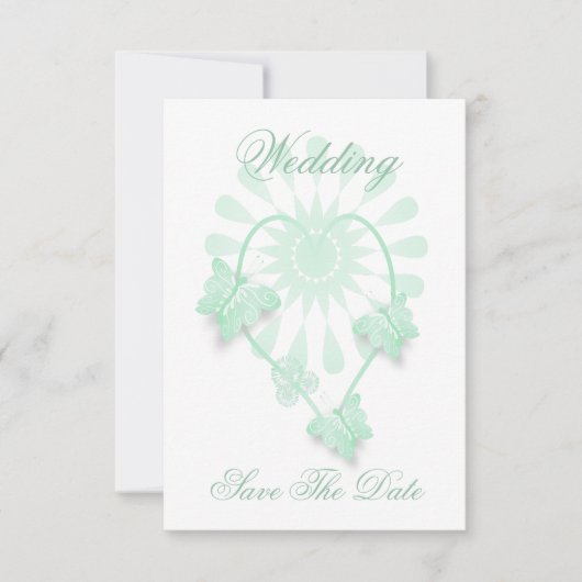 ウェディング・セーブ・ザ・デートカード ペッパーミントの蝶 セーブザデート (正面)