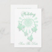 ウェディング・セーブ・ザ・デートカード ペッパーミントの蝶 セーブザデート (正面/裏面)