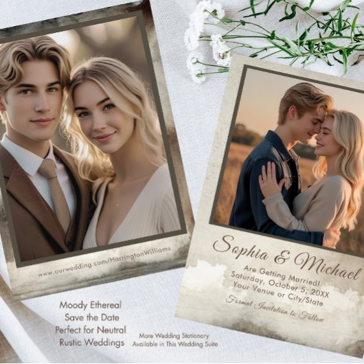 ウェディング・セーブ・ザ・デート エーテリアル・ウォーターカラー・ヴィンテージ セーブザデート