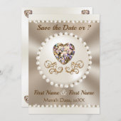 ウェディング・セーブ・ザ・デート・カード、シャンパン・ウェディング 招待状 (正面/裏面)