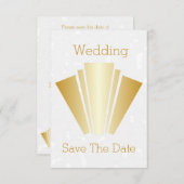 ウェディング・セーブ・ザ・デート ゴールド アールデコ デザイン 招待状 (正面/裏面)