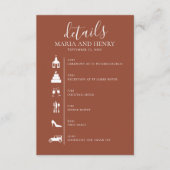 ウェディング タイムライン テラコッタ 詳細 QRコード RSVP エンクロージャーカード (正面)