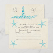 ウェディング ターコイズ アクア ヒトデ 出欠カード (正面/裏面)