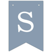 ウェディング ダスティーブルー 花嫁と花婿の名前 シンプル バンティングフラッグ (第1の旗)